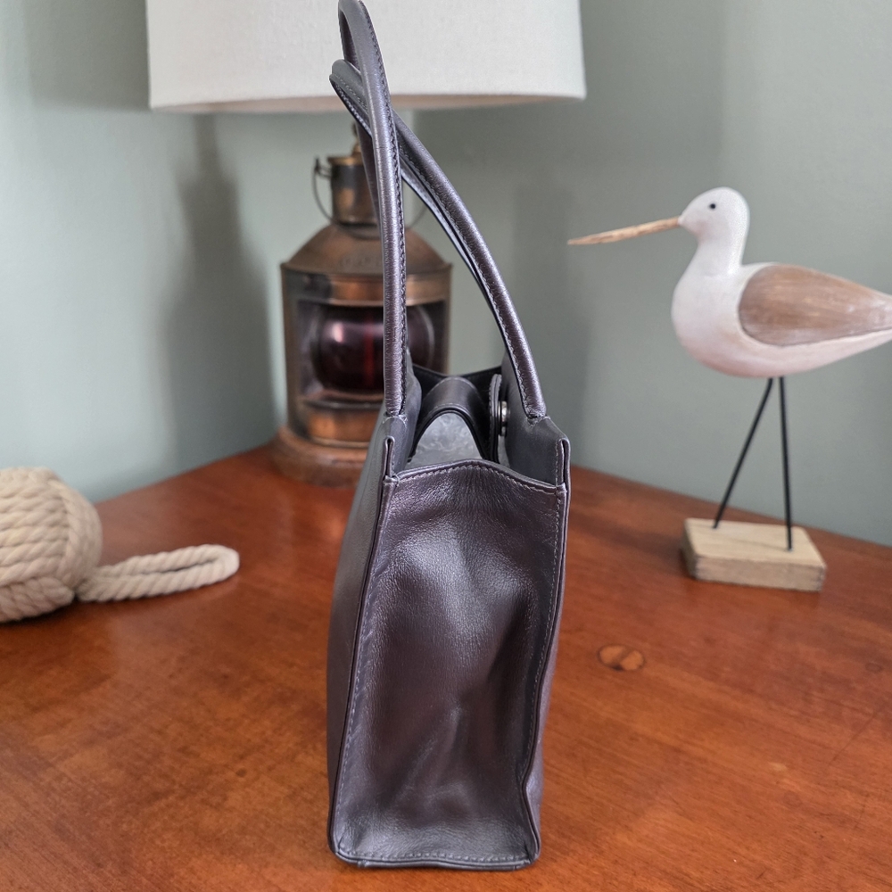 Coach 6108 Pearlized Mini Tote Gray Metallic Leather Bag Vintage - Picture 4 of 16